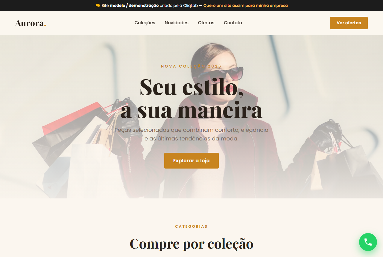 Modelo de site para Comércio / Loja — Loja Aurora